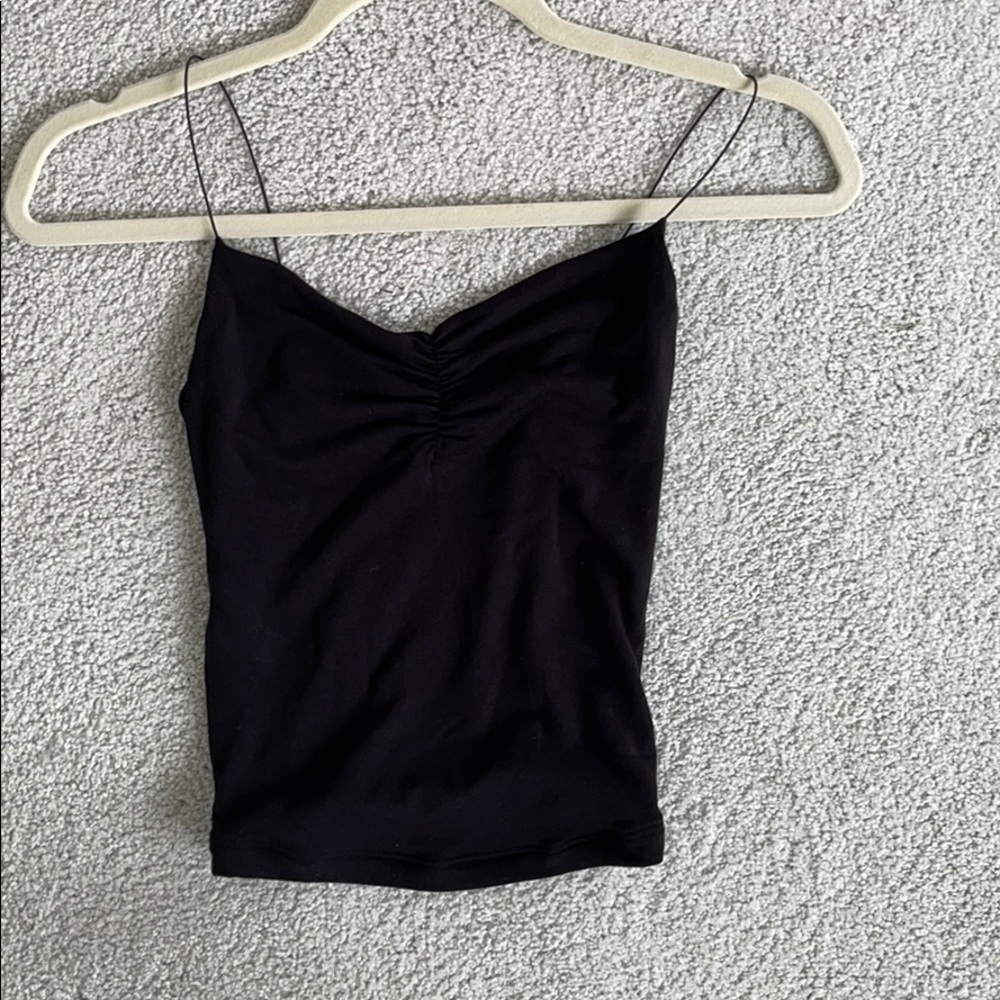 black cami with ruched front